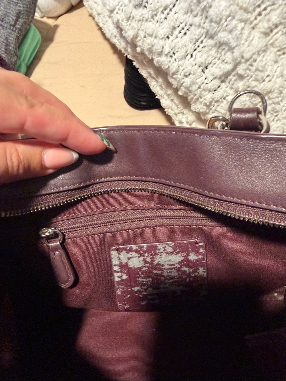 Coach Snake-Print python Satchel in Beige and Brown with Dark Brown Handles - Picture 7 of 9